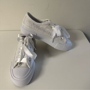 White Platform Lace Sneakers